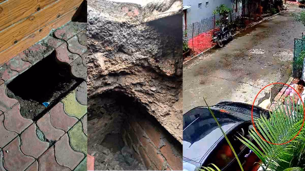इंदौर में सड़क धंसने से हादसे का खतरा, शिकायत के बाद भी समाधान नहीं