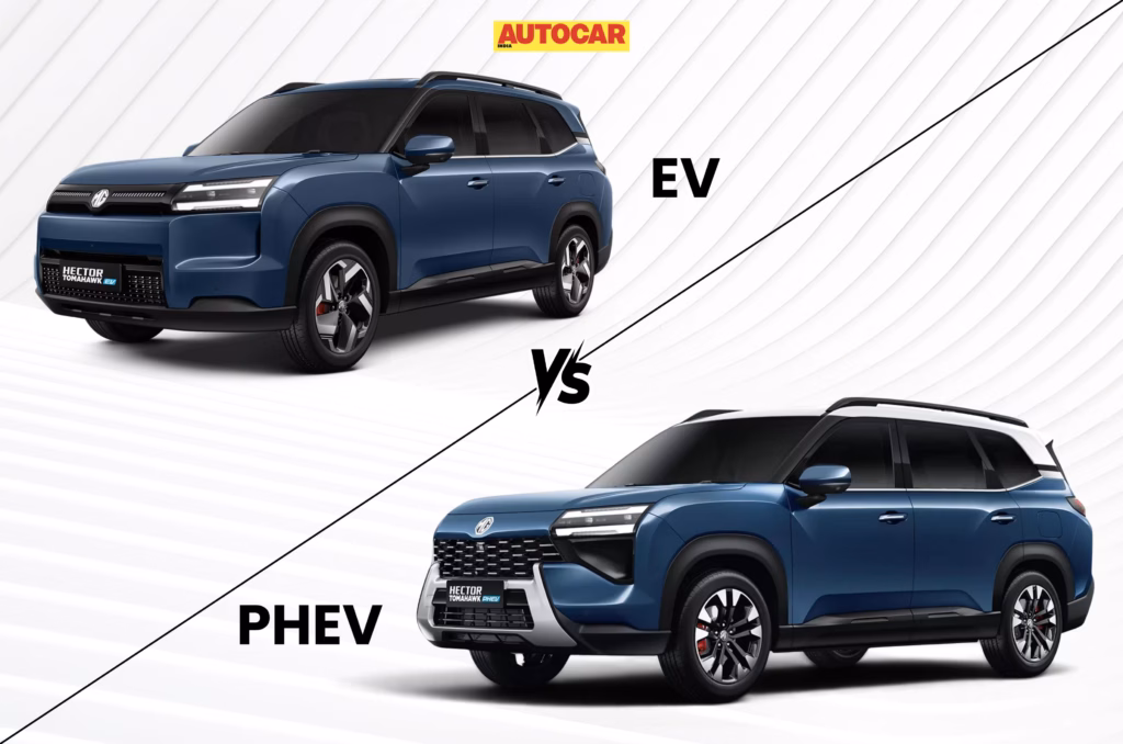 MG Hector Tomahawk EV vs PHEV: Differences explained