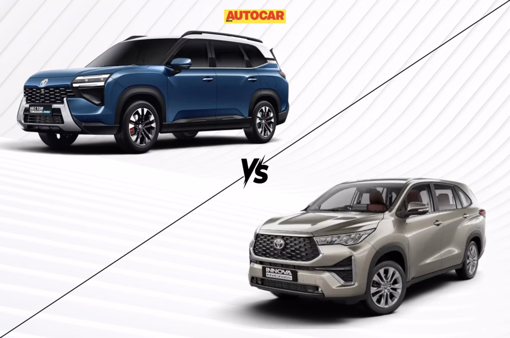 MG Hector Tomahawk PHEV vs Toyota Innova Hycross Hybrid specs, features compared