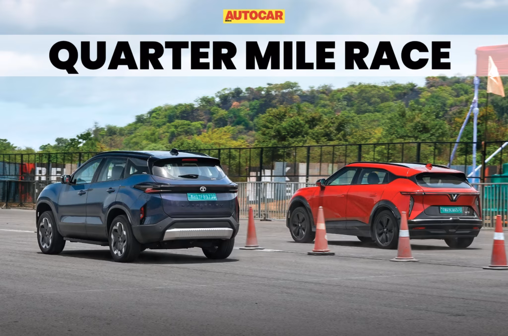 Tata Harrier EV vs Mahindra XEV 9e vs Vinfast VF 7: quarter mile race