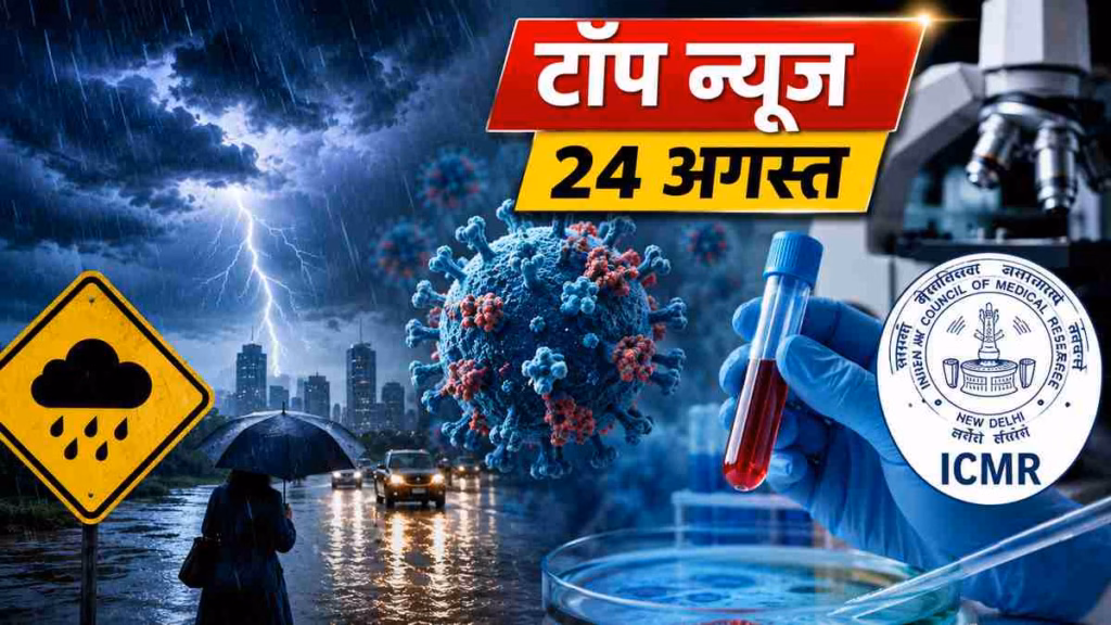 Top News 24 August : 20 राज्यों में भारी बारिश का अलर्ट, H1N1 पर ICMR का बड़ा अपडेट और मिस यूनिवर्स इंडिया बनीं केरल की केजिया लिज