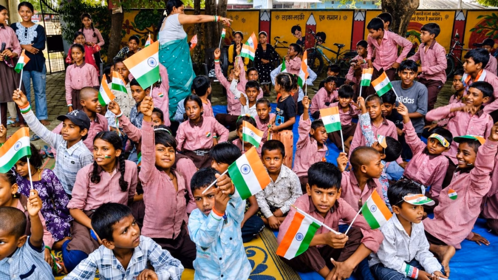यूपी के 1.32 लाख से अधिक स्कूलों में गूंजा ‘भारत माता की जय’, 1.48 करोड़ बच्चों ने दी तिरंगे को सलामी