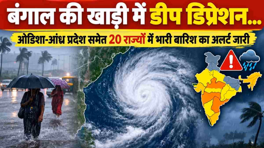 बंगाल की खाड़ी में डीप डिप्रेशन! ओडिशा-आंध्र प्रदेश समेत 20 राज्यों में भारी बारिश का अलर्ट