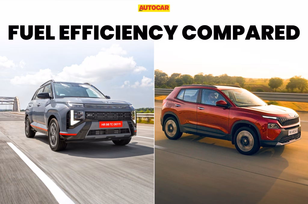 Hyundai Venue N Line vs Skoda Kylaq turbo-petrol automatic mileage compared