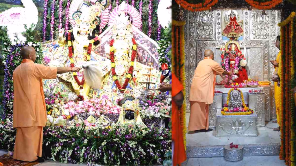 जन्माष्टमी पर श्रीकृष्ण जन्मभूमि पहुंचे सीएम योगी, चांदी से सजे गर्भगृह में किए ‘लाला’ के दर्शन