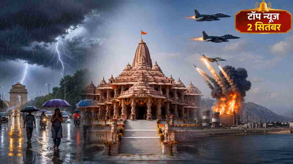 Top News 2 September: 19 राज्यों में भारी बारिश का अलर्ट, राम मंदिर को मिलेगा पहला CEO; ईरान पर अमेरिकी हमले से बढ़ा तनाव