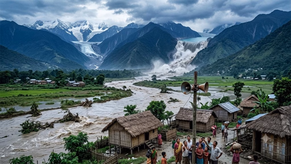 भूटान में ग्लेशियर झील फटने से बंगाल-असम में बाढ़ का खतरा, गांवों में बजे सायरन