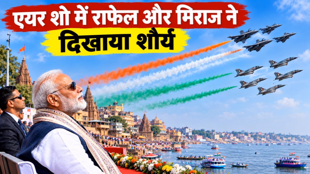 वाराणसी में PM मोदी का हुआ भव्य स्वागत, नमो घाट पर देखा एयर शो, राफेल और मिराज ने दिखाया शौर्य